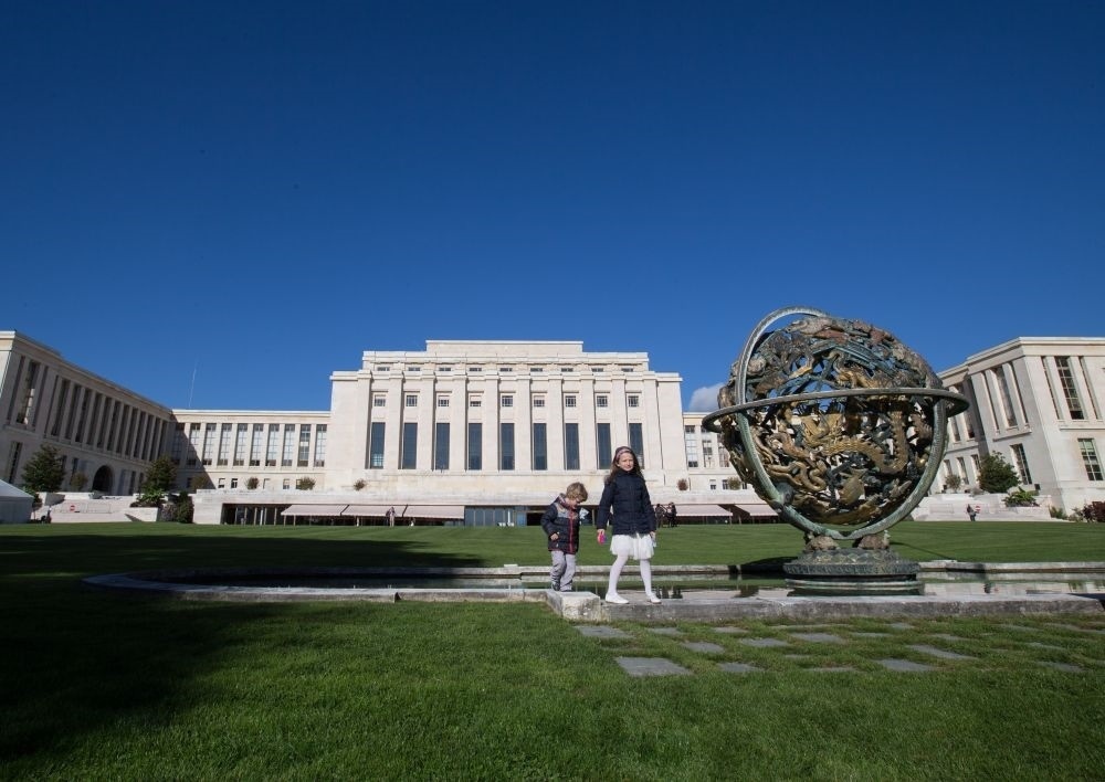 這是在瑞士日內瓦拍攝的聯(lián)合國萬國宮外景（2017年10月7日攝）。新華社記者 徐金泉 攝