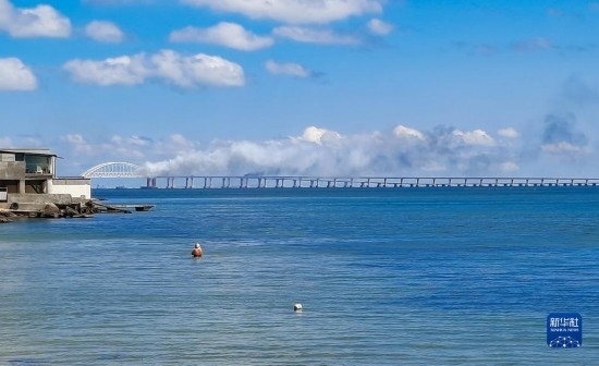 這是8月12日拍攝的克里米亞大橋。新華社/塔斯社