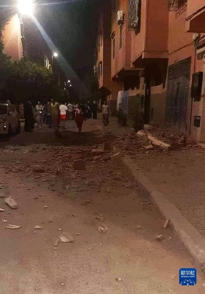 這是9月9日在摩洛哥南部城市馬拉喀什拍攝的震后景象。新華社發(fā)
