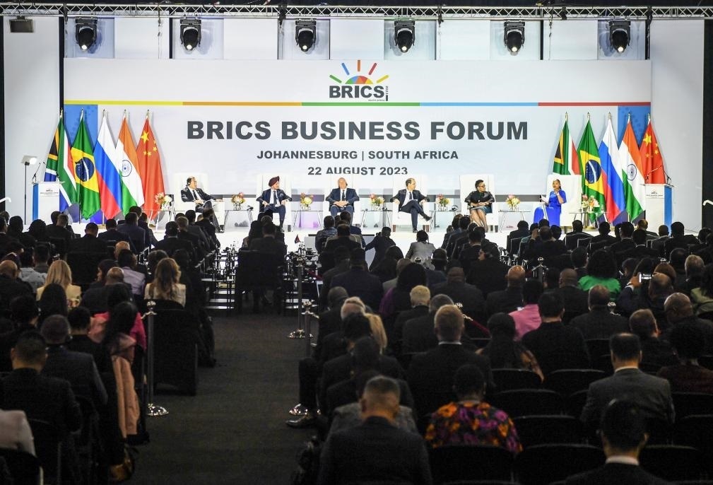 這是8月22日在南非約翰內(nèi)斯堡拍攝的金磚國(guó)家工商論壇現(xiàn)場(chǎng)。新華社記者李亞輝攝