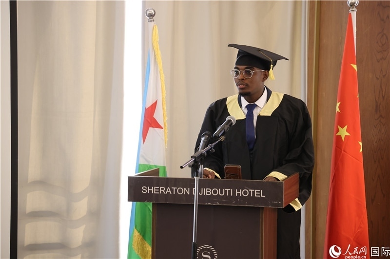 吉布提魯班工坊2023屆畢業(yè)生代表發(fā)言。人民網(wǎng)記者 張志文攝