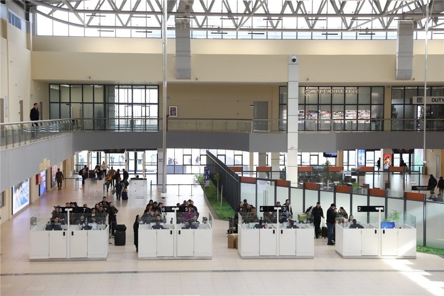 3月24日，扎門烏德口岸通關(guān)現(xiàn)場。駐蒙古使館供圖