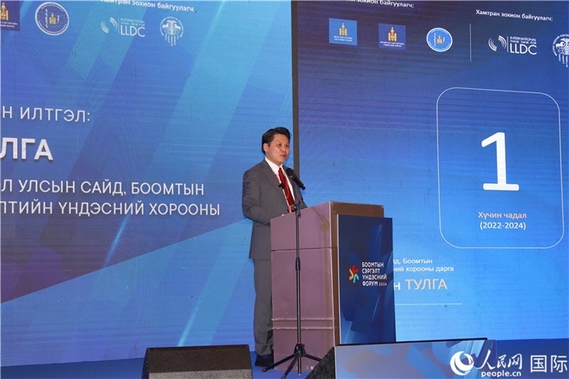 2.圖勒嘎部長做主旨報(bào)告。人民網(wǎng)記者 霍文攝_副本