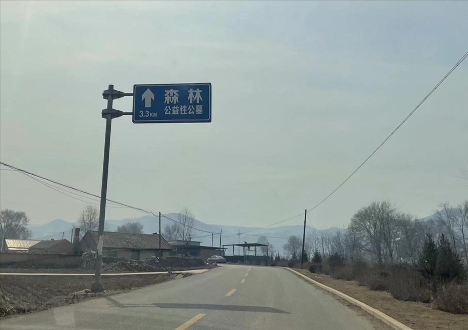 通往森林紀(jì)念園公墓的路上，指示牌標(biāo)注“公益性公墓”  （白杰戈攝）