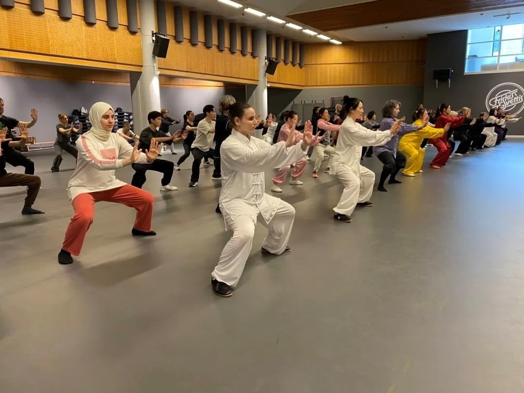培訓(xùn)班學(xué)員學(xué)習(xí)太極拳。斯德哥爾摩中國(guó)文化中心供圖