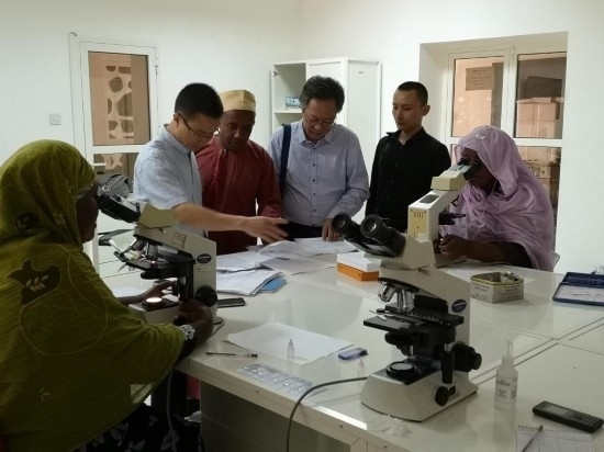 廣州中醫(yī)藥大學青蒿抗瘧援外醫(yī)療隊考察科摩羅國家瘧疾防治中心實驗室。
