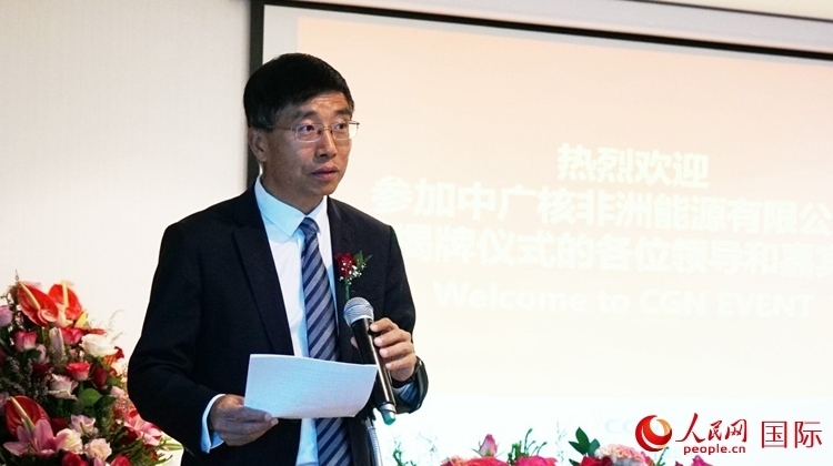 國(guó)家電網(wǎng)公司非洲辦事處主任汪文安致辭。人民網(wǎng) 劉暢攝
