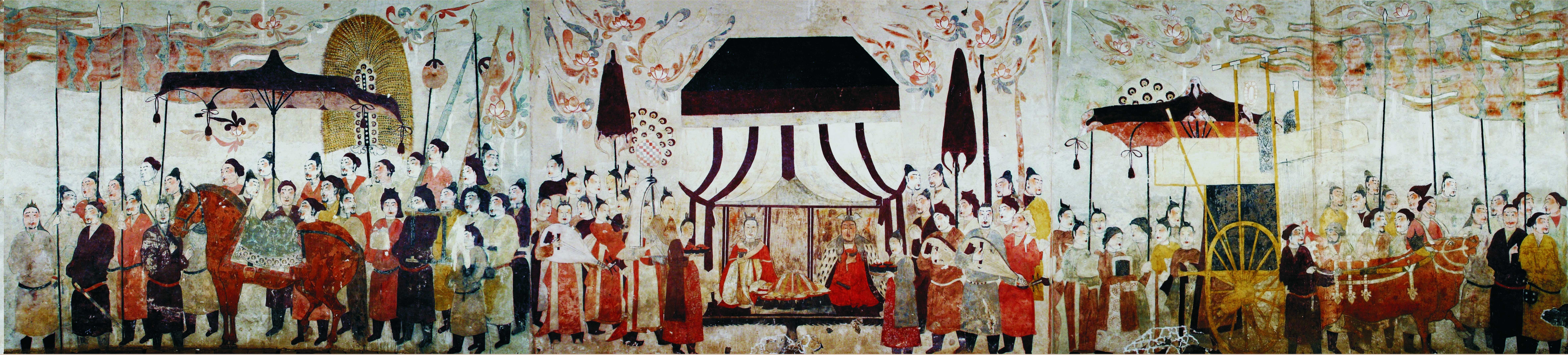 這是徐顯秀墓室壁畫展開圖。太原北齊壁畫博物館供圖