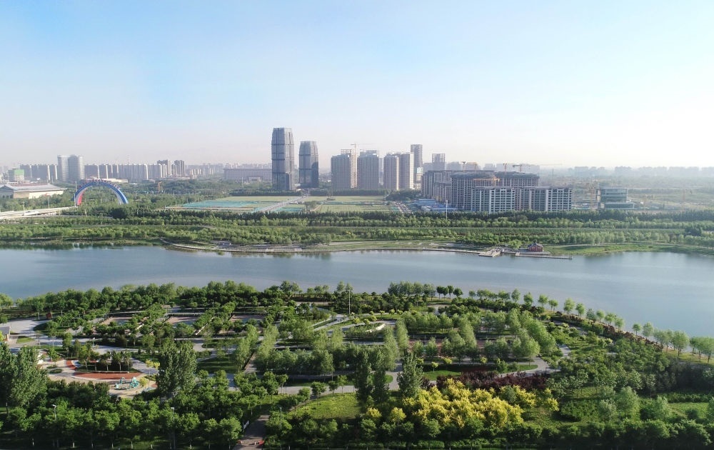 石家莊市滹沱河景色（2022年5月16日攝，無人機照片）。新華社記者 楊世堯 攝