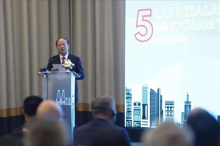 中國貿促會副會長陳建安致辭。中國貿促會駐波蘭代表處供圖