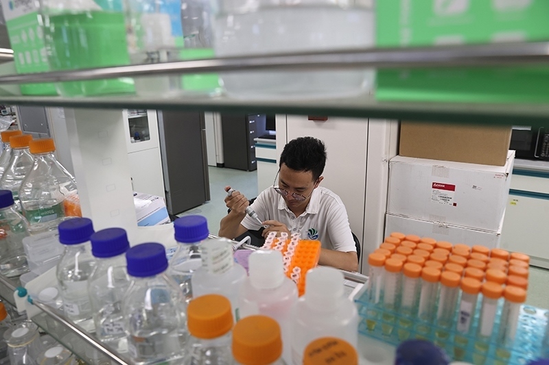 在三亞崖州灣科技城，一名青年科技工作者正在進(jìn)行科研工作。