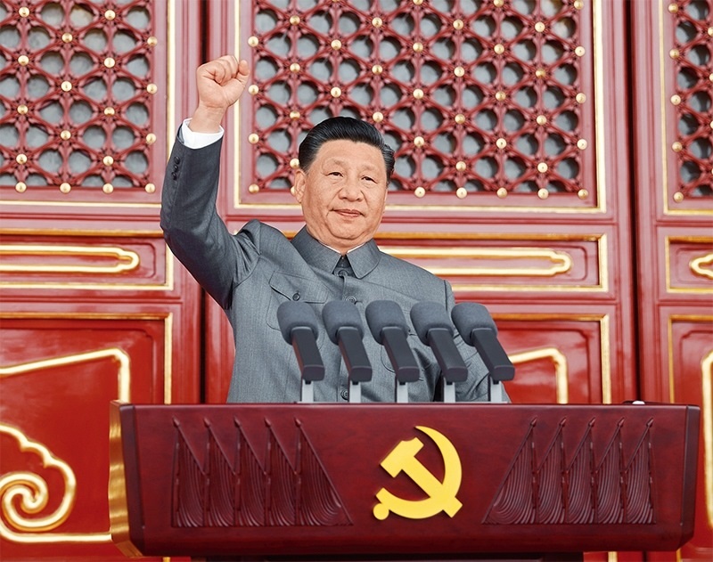2021年7月1日，慶祝中國共產(chǎn)黨成立100周年大會在北京天安門廣場隆重舉行。中共中央總書記、國家主席、中央軍委主席習(xí)近平發(fā)表重要講話。 新華社記者 鞠鵬/攝