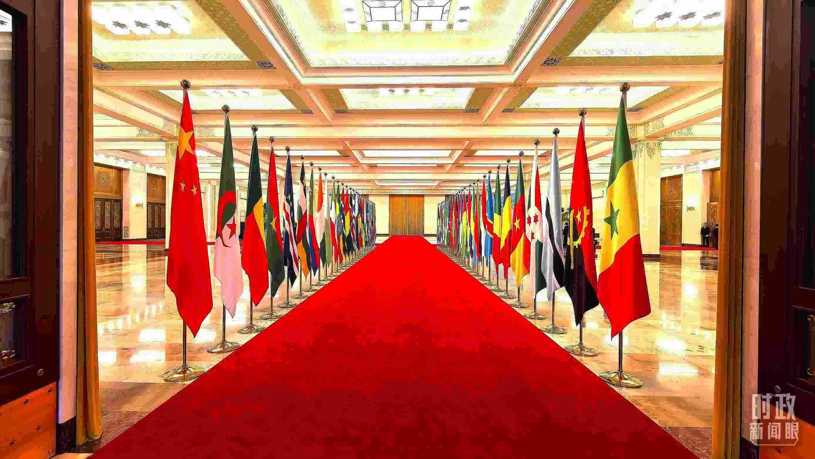  △人民大會堂內(nèi)的旗陣。（總臺央視記者馬超拍攝）
