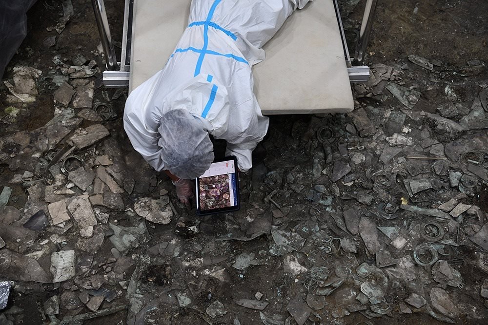 2022年6月28日，四川德陽，三星堆7號祭祀坑發(fā)掘現(xiàn)場。