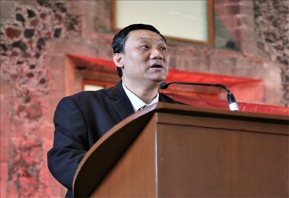 拉美分社負(fù)責(zé)人苗野主持慶祝活動(dòng)。主辦方供圖