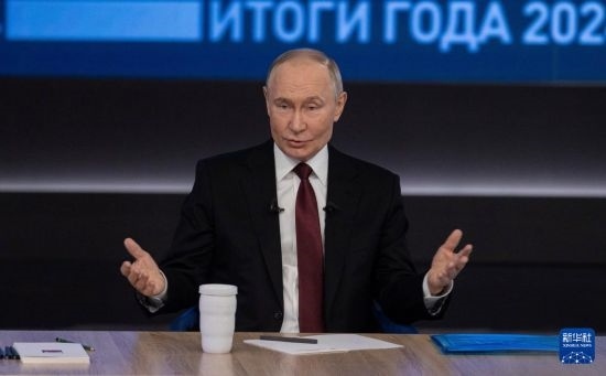 12月19日，在俄羅斯首都莫斯科，俄羅斯總統(tǒng)普京在“年度盤點”活動上講話。新華社記者 白雪騏 攝