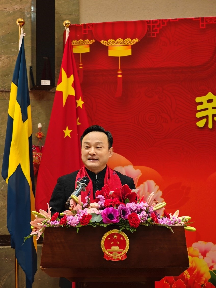 中國駐哥德堡總領(lǐng)事楊培棟致辭。中國駐哥德堡總領(lǐng)館供圖