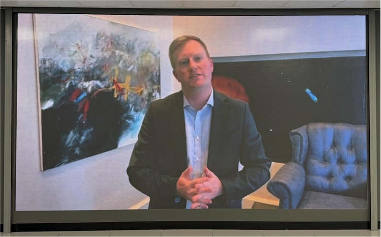 麥克弗森部長通過視頻表達(dá)對(duì)中南基建合作前景和未來了良好祝愿。中國銀行約翰內(nèi)斯堡分行供圖