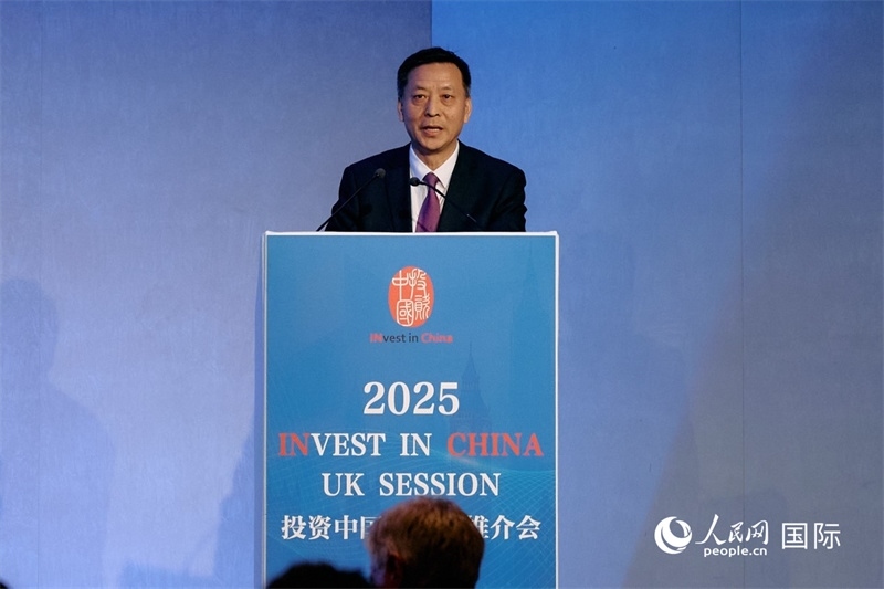 中國駐英國大使館經(jīng)濟(jì)商務(wù)公使余本林發(fā)表致辭。楊浩鵬攝