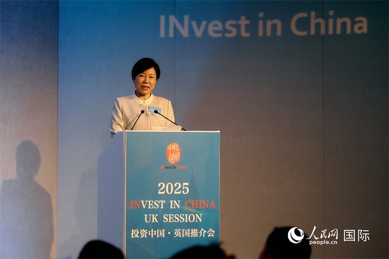 湖南省商務(wù)廳廳長龍小紅做商務(wù)工作情況推介。楊浩鵬攝。