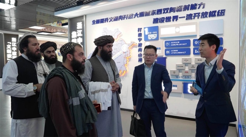 代表團(tuán)在義新歐班列始發(fā)站參觀。CGTN記者 楊剛攝